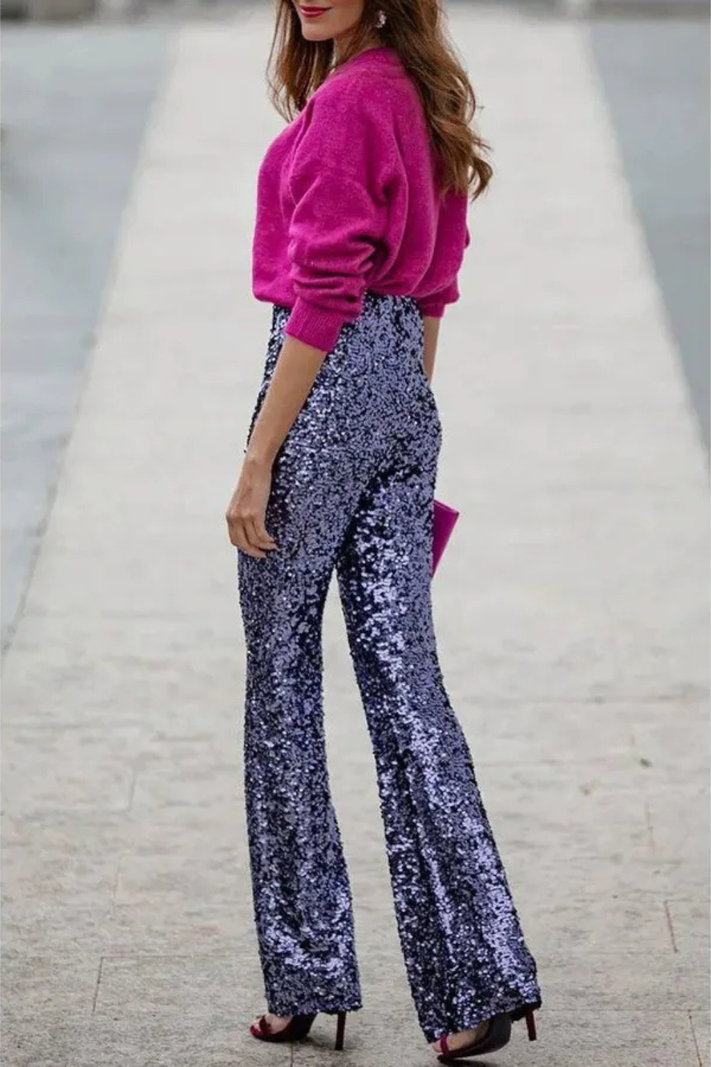 Vrouwelijke Flared Broek Glitter Feestje Kleding Pailletten