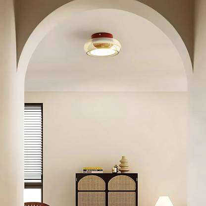 Plafondlamp Glas LED 24W Amber Woonkamer Hal Retro Design Compact Modern