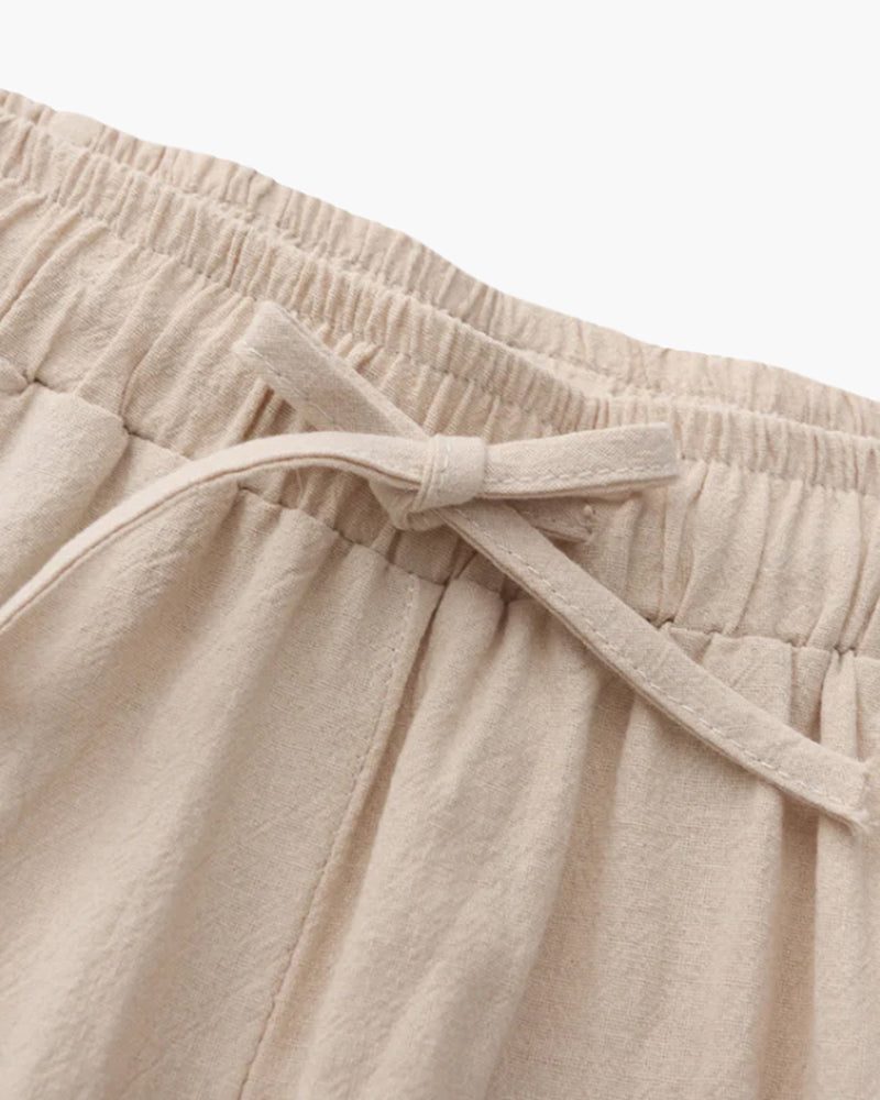 Linnen Broek voor Mannen Los Zomerbroek met Koord