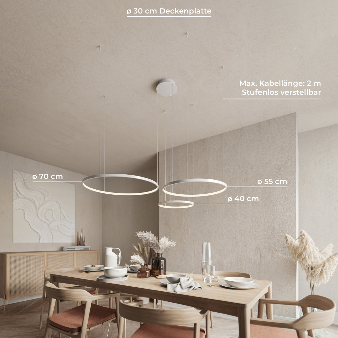 LED Hanglamp Ringen Zwart Wit Goud Dimbaar 70W Aluminium Modern