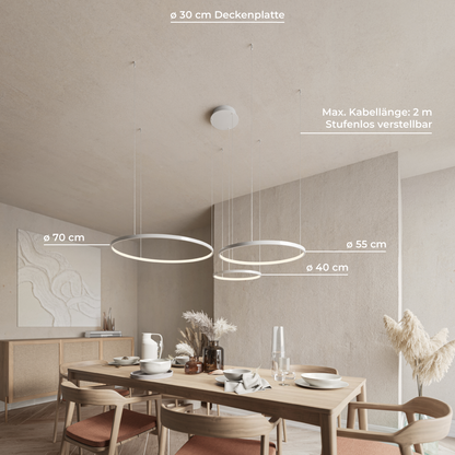 LED Hanglamp Ringen Zwart Wit Goud Dimbaar 70W Aluminium Modern