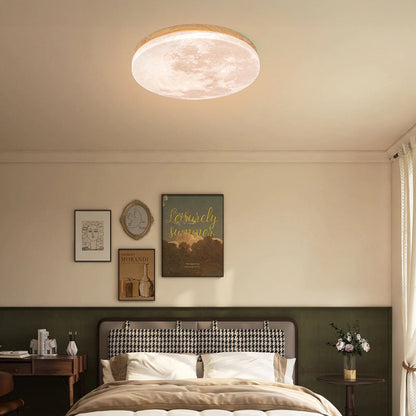 LED Plafondlamp Maanontwerp Hout Acryl Rond 26-48cm Slaapkamer Woonkamer Plafondlamp Maanlamp LED Verlichting Modern Interieur