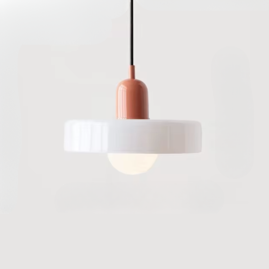 Glazen Hanglamp met Dubbele Kleurkap – Moderne Bauhaus-Stijl Verlichting voor Woon- en Eetkamer