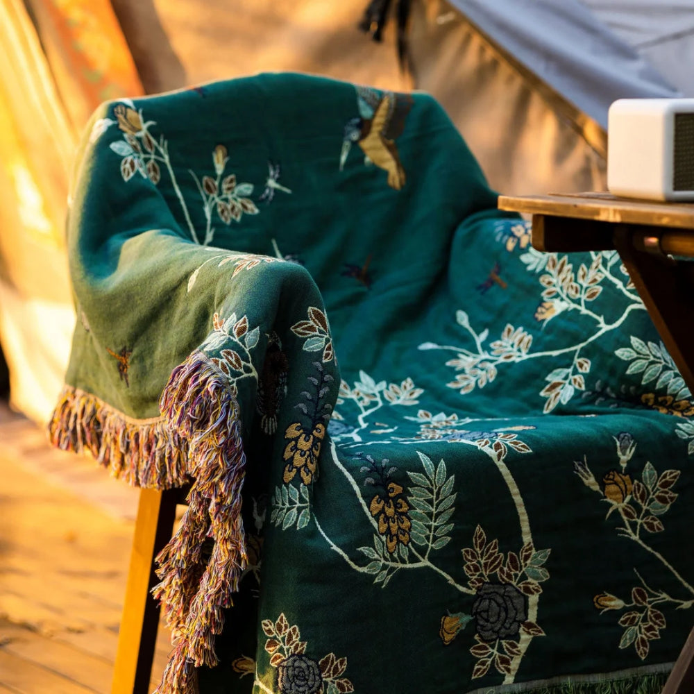 Meerlaagse Gazen Katoenen Plaid met Kwasten en Jacquardpatroon voor Bed en Bank