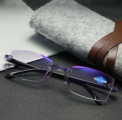Multifocale Leesbril met Blaulichtfilter – Progressieve Gleitsichtbril – Randloos Ultralight Design voor Computer en Lezen