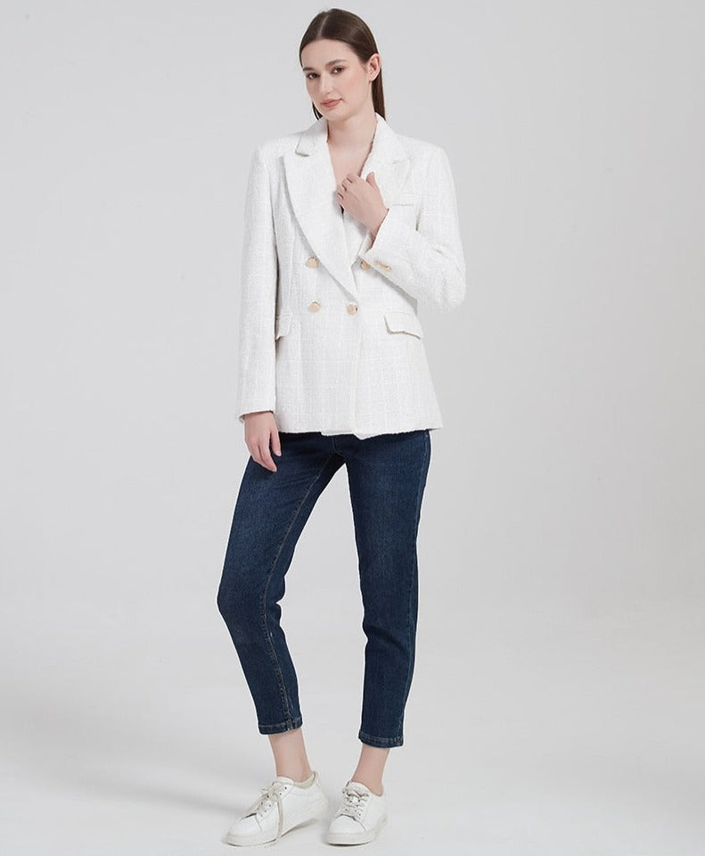 Heren Blazer Dubbele Knopen Elegant Getailleerd Luxe Jas