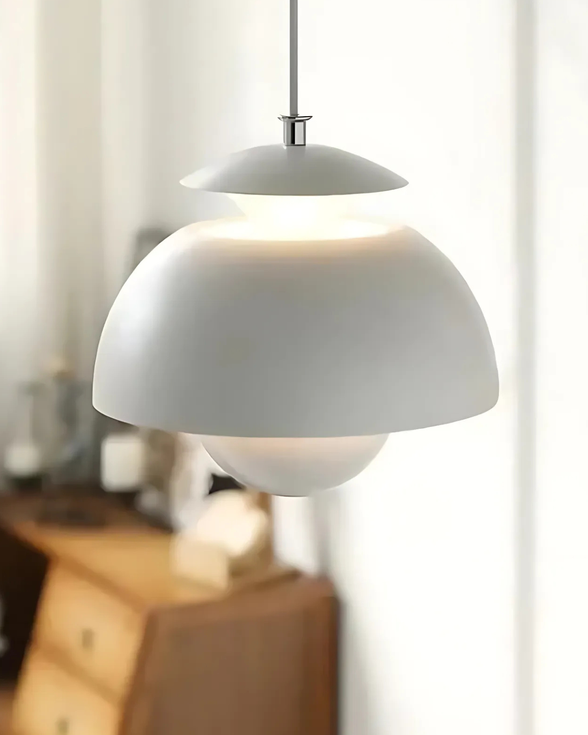 Minimalistische Hanglamp Wit Rond Design Scandinavisch Interieur Eetkamer Slaapkamer Woonkamer Sfeerverlichting