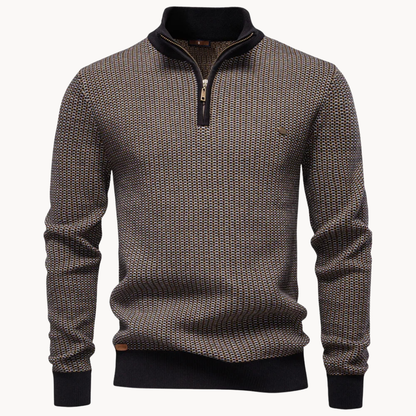 Herensweater Kwart Rits Textuur Trui