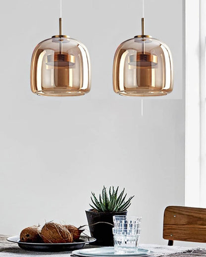Hanglamp Rookglas met LED Verlichting Goud Zwart Amber Dimbaar Eetkamer | Scandinavische Glazen Plafondlamp Metalen Finish Keukeneiland Moderne Verlichting Woonkamer Design
