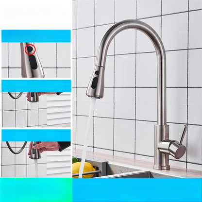 Flexibele Keukenkraan met Uittrekbare Sproeikop – Geborsteld Staal Design