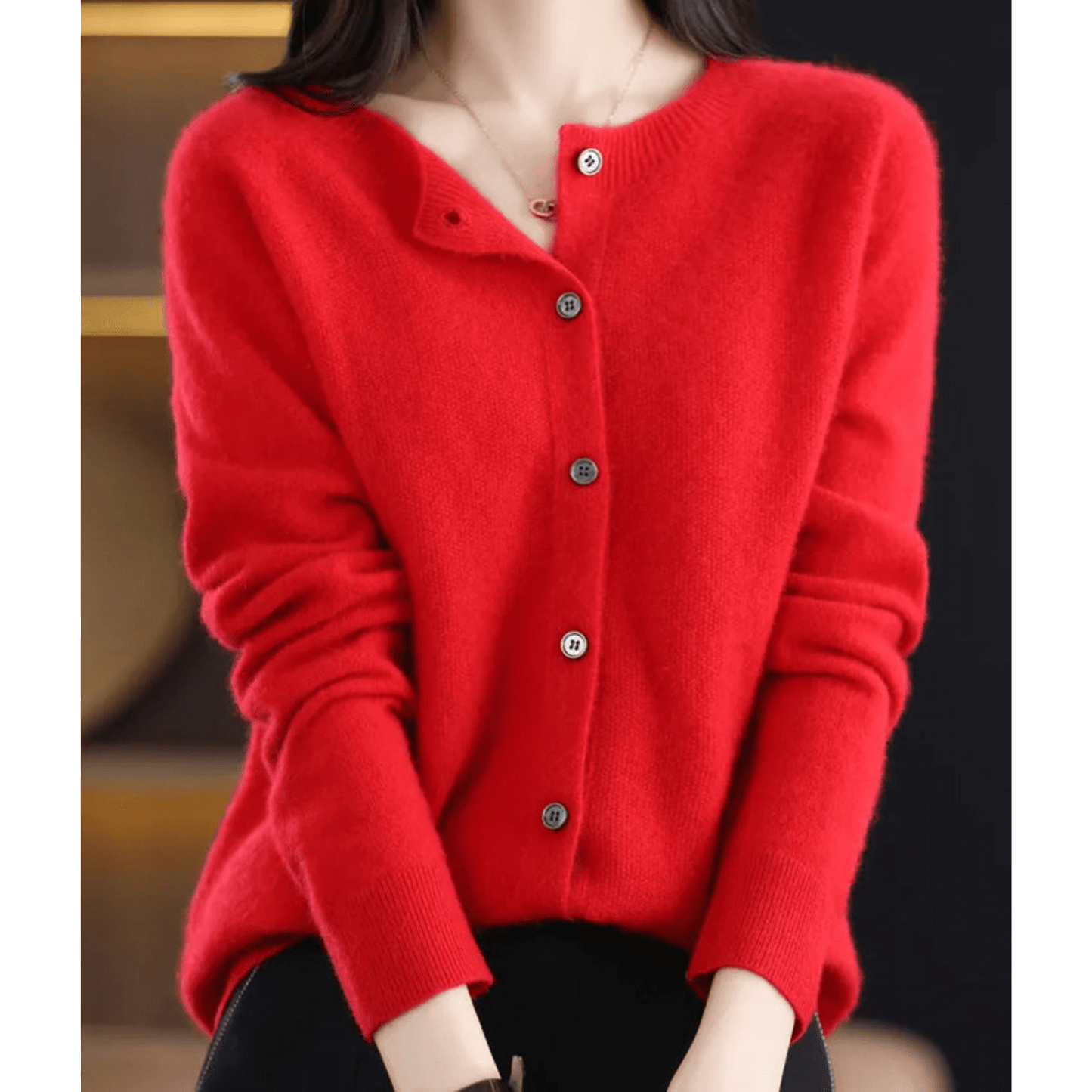 Dames Vest Fijngebreid Ronde Hals Wollook