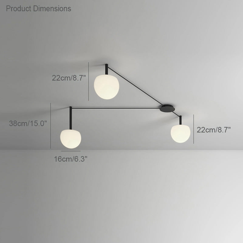 Plafondlamp Glazen Bollen Verstelbaar Metaal Wit Woonkamer Slaapkamer Modern