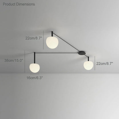 Plafondlamp Glazen Bollen Verstelbaar Metaal Wit Woonkamer Slaapkamer Modern