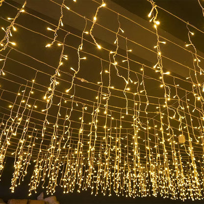50 Meter Led IJspegel Lichtgordijn Met Warm Wit Waterfallicht Voor Buiten