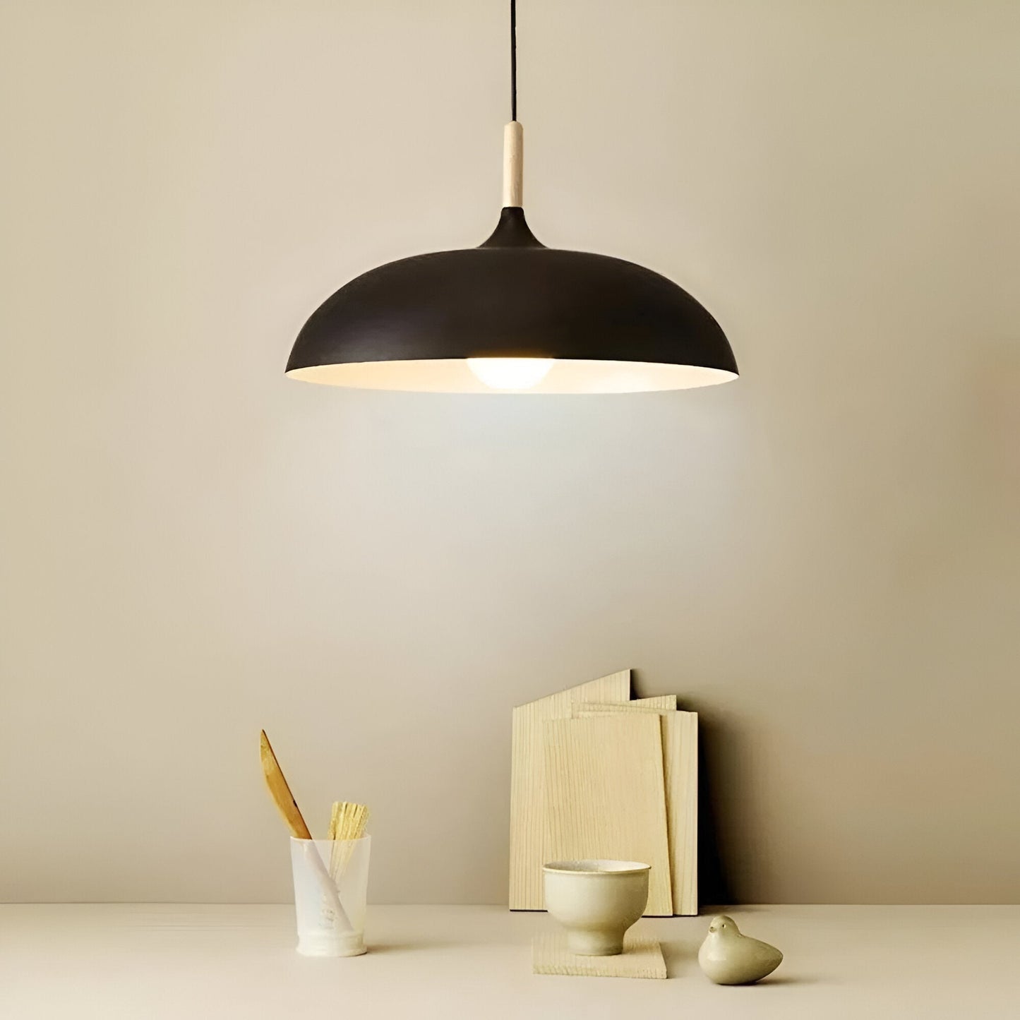 Hanglamp Hout IJzer Scandinavisch Japandi Rond E27 Ø35 Ø60 Eetkamer Keuken