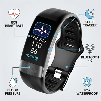 Smartwatch met Bloeddrukmeter, ECG, Hartslagmeter, Zuurstofsaturatie en Slaaptracking – Gezondheidsmonitor