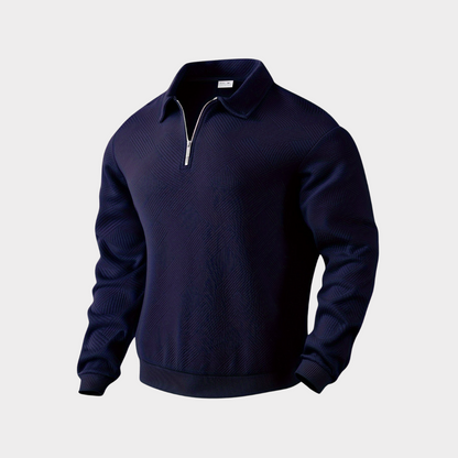 Herensporttrui Quarter Zip Zwart Premium Kwaliteit