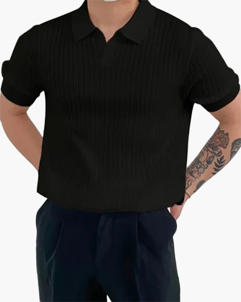Mannen Poloshirt Katoen V-hals Casual Rib