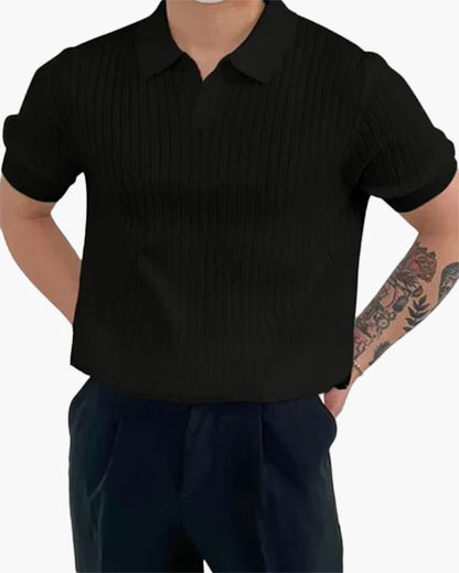 Mannen Poloshirt Katoen V-hals Casual Rib