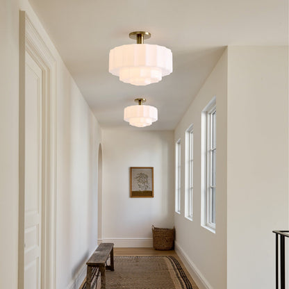 Gelaagde Plafondlamp met Getextureerd Melkglas – Modern Vintage Design
