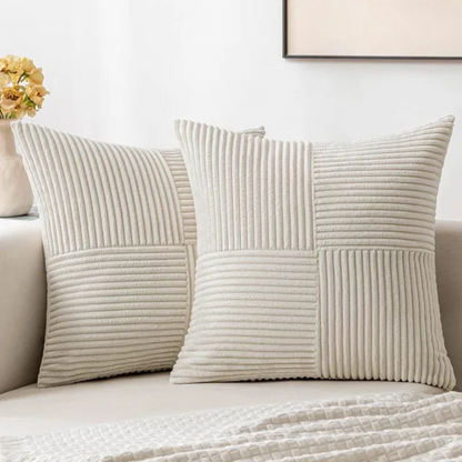 Sierkussen Pluche 45x45cm Geribbeld Met Rits Bank En Bed