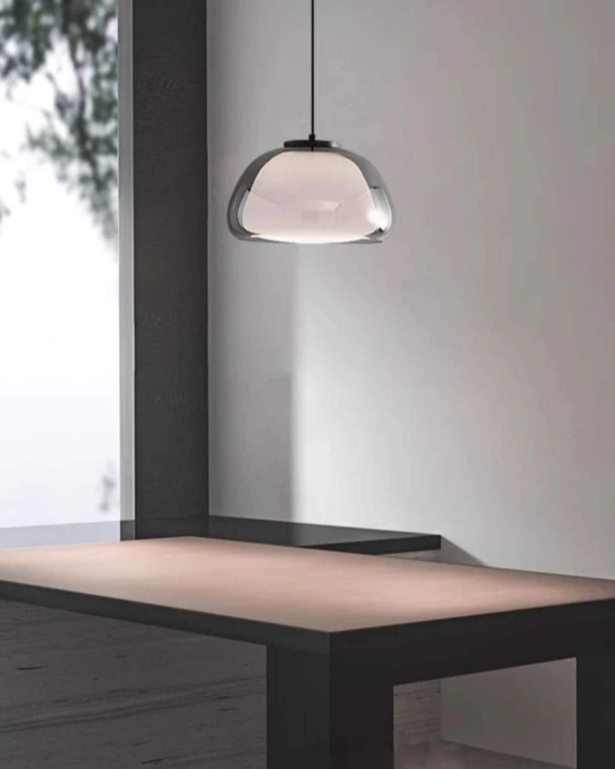 Luxe Glazen Hanglamp Met Mat En Transparant Glas In Minimalistisch Japandi Design