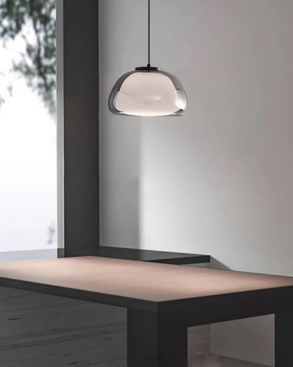 Luxe Glazen Hanglamp Met Mat En Transparant Glas In Minimalistisch Japandi Design