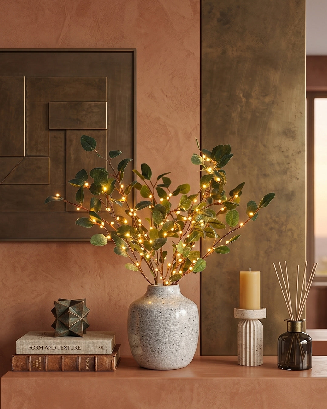 Decoratieve LED Verlichtingstak met Natuurlijke Bloesemvorm 70cm – Flexibele Sfeerverlichting voor Vazen en Schoorsteenmantels
