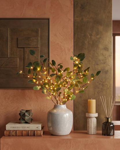 Decoratieve LED Verlichtingstak met Natuurlijke Bloesemvorm 70cm – Flexibele Sfeerverlichting voor Vazen en Schoorsteenmantels