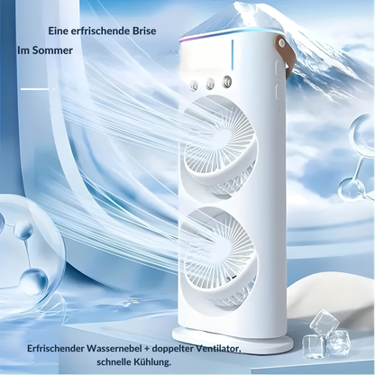 Draagbare USB Ventilator met Dubbele Kop en Vernevelingsfunctie voor Thuis en Kantoor