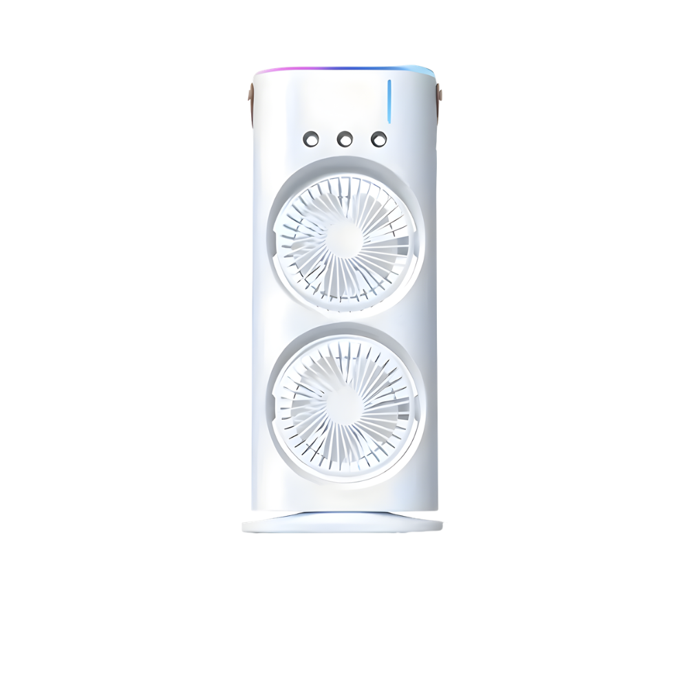 Draagbare USB Ventilator met Dubbele Kop en Vernevelingsfunctie voor Thuis en Kantoor