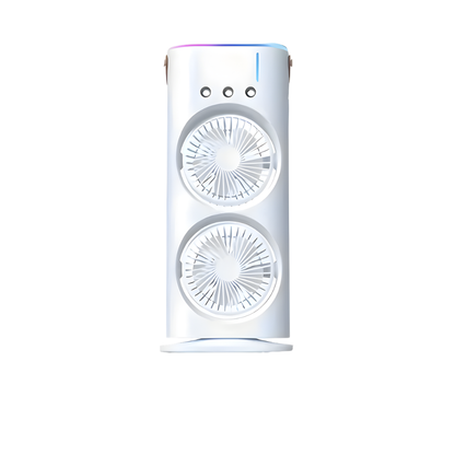 Draagbare USB Ventilator met Dubbele Kop en Vernevelingsfunctie voor Thuis en Kantoor