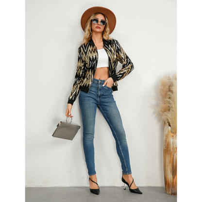 Dames Ritsjack Glitter Pailletten Jas