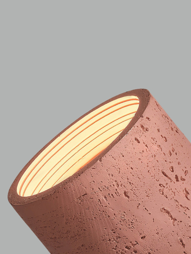 Cilindrische plafondlamp van travertijn – LED verlichting voor moderne interieurs