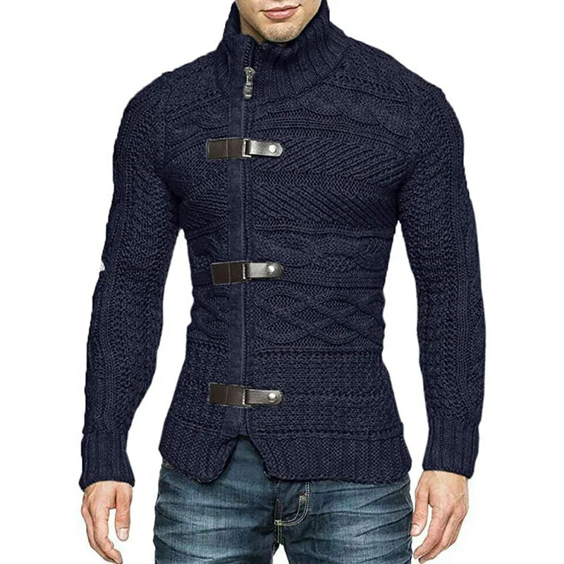 Gebreid Vest met Leren Details voor Heren