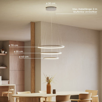 LED Hanglamp Ringen 70-55-40cm Dimbaar Aluminium Design