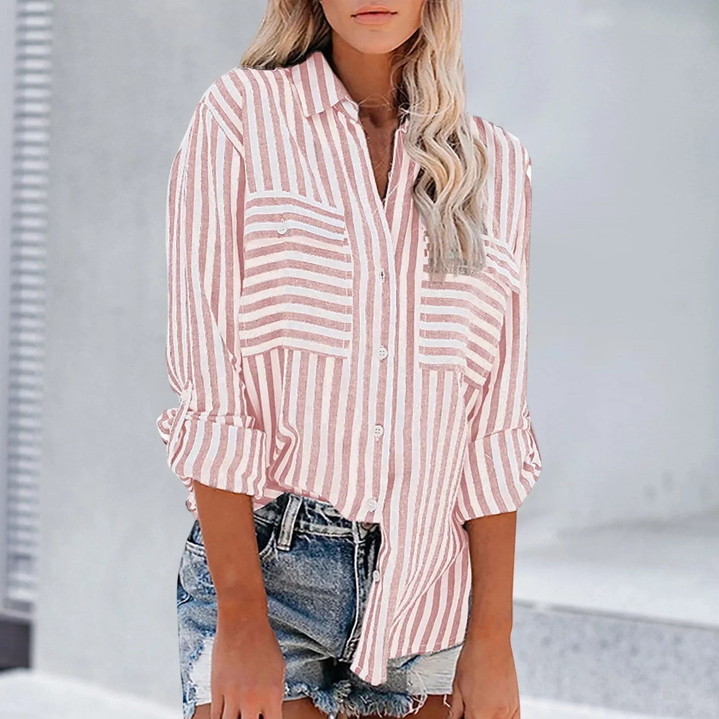 Dames Shirt Lange Mouwen Streepjes