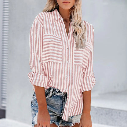 Dames Shirt Lange Mouwen Streepjes