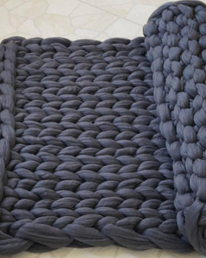 Handgebreid Chunky Plaid – Dik Gebreide Deken in Zachte Chenille voor Bank en Bed