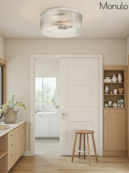 Geribbelde Glazen Plafondlamp Modern Laagbouw Ontwerp Slaapkamer Woonkamer Gang