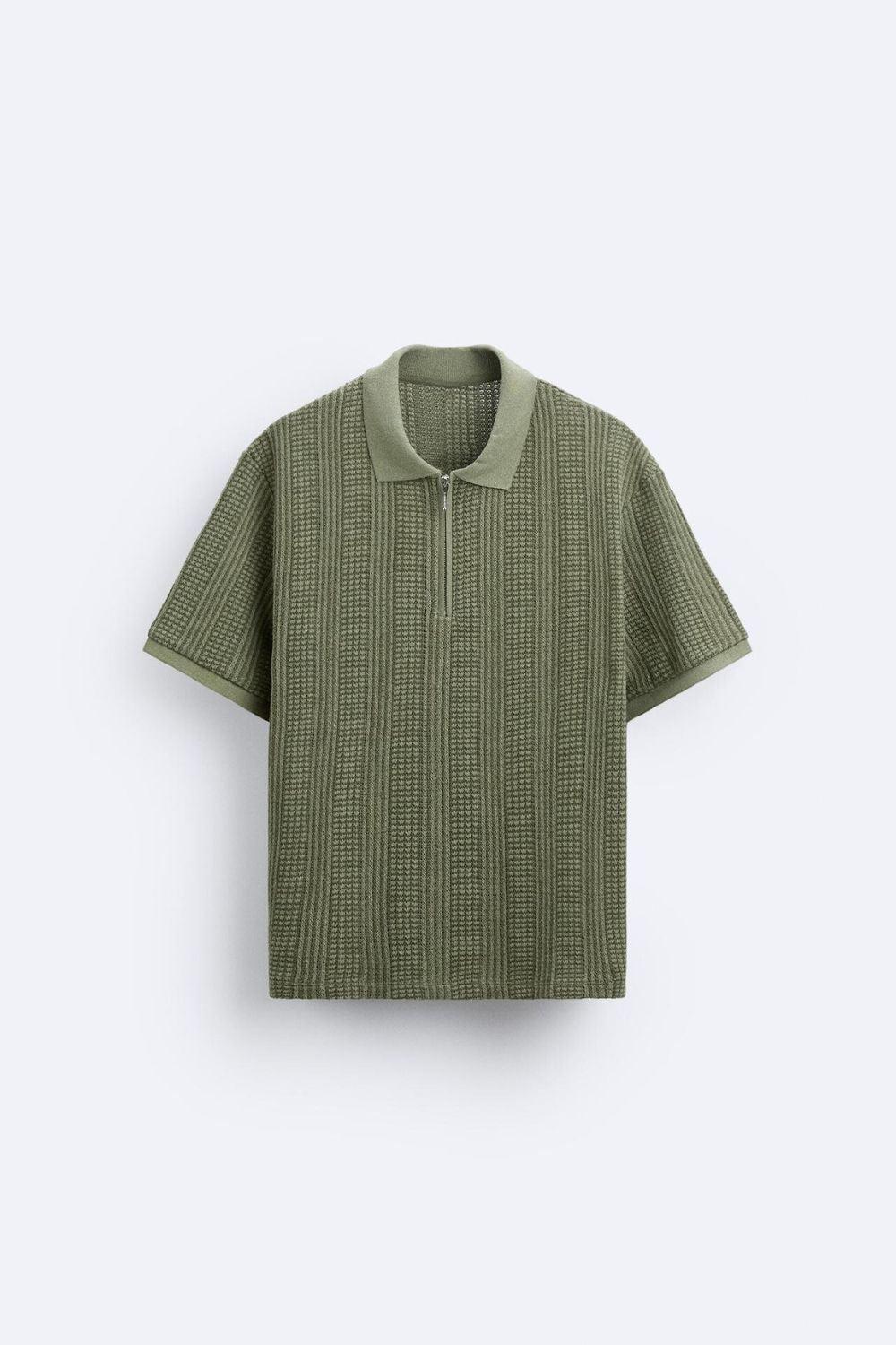 Polo Man Gebreid Klassiek Met Rits