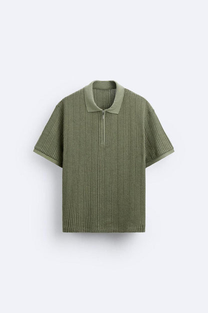 Polo Man Gebreid Klassiek Met Rits