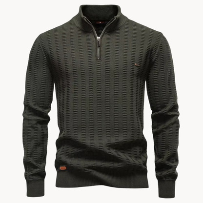 Heren Trui Katoen Quarter-Zip Met Textuur - StudioMarella