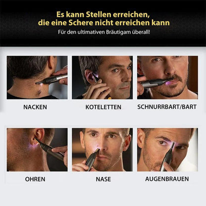 Elektrische Wenkbrauwknipper met LED-Verlichting Zwart voor Gezichtshaar Detailtrimmer Precisie Scheren Neus Oor Koteletten Contourentrimmer Oplaadbaar