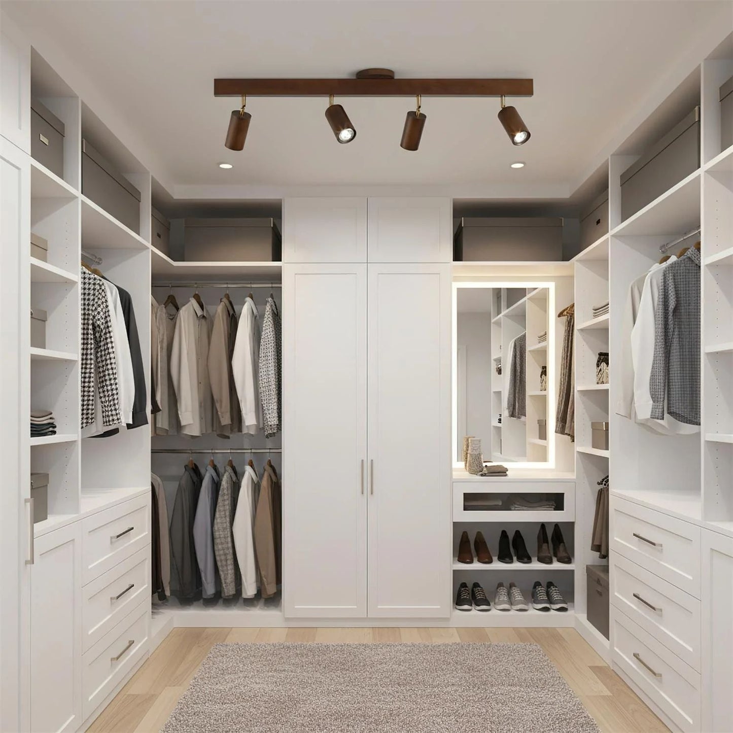 Houten Track Plafondlamp LED Houtlook Goud Verstelbare Spots Woonkamer Keuken Hal Scandinavisch Modern