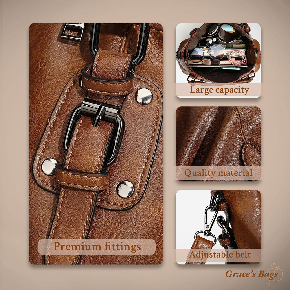Elegante Leren Schoudertas met Verstelbare Riem en Magnetische Sluiting voor Dagelijks Gebruik en Werk