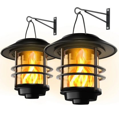 Solarlantaarns met Flammeneffect voor Tuin en Veranda – Atmosferische Wandverlichting 2 Stuks