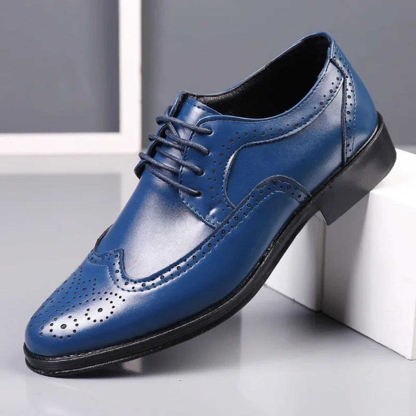 Zwarte Leer Oxfords Heren Schoenen Klassiek