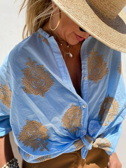 Vrouwelijke Bloemen Blouse Met Mouwen
