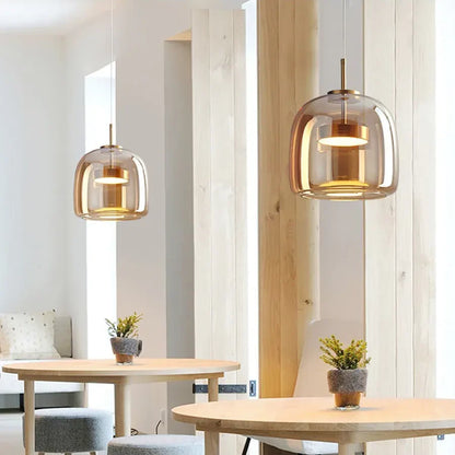 Nordische Hanglamp Glas LED Cognac Rookgrijs Scandinavisch